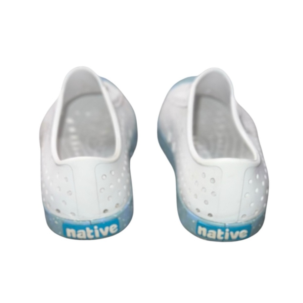 Native Shoes Jefferson White Blue Speckled Slip-On Sneakers Size 7 Waterproof - Picture 5 of 7